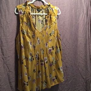 Torrid Yellow Floral Sleeveless Blouse